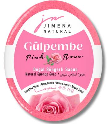 GÜLPEMBE DOĞAL SÜNGERLİ SABUN 125 GR / Pink Rose Natural Sponge Soap - 1